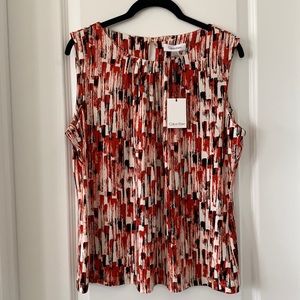 NWT CALVIN KLEIN Sleeveless Brushstroke Print Top Size XLP